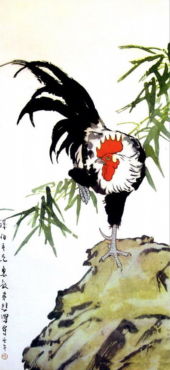 Xu Beihong a cock old China ink Oil Paintings